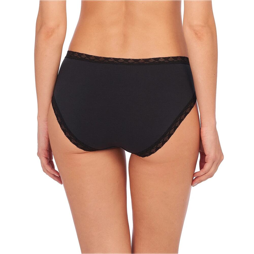 Natori Women's Large Black Bliss French Cut Lace Trim Pima Cotton Brief C25-2 - Picture 3 of 9